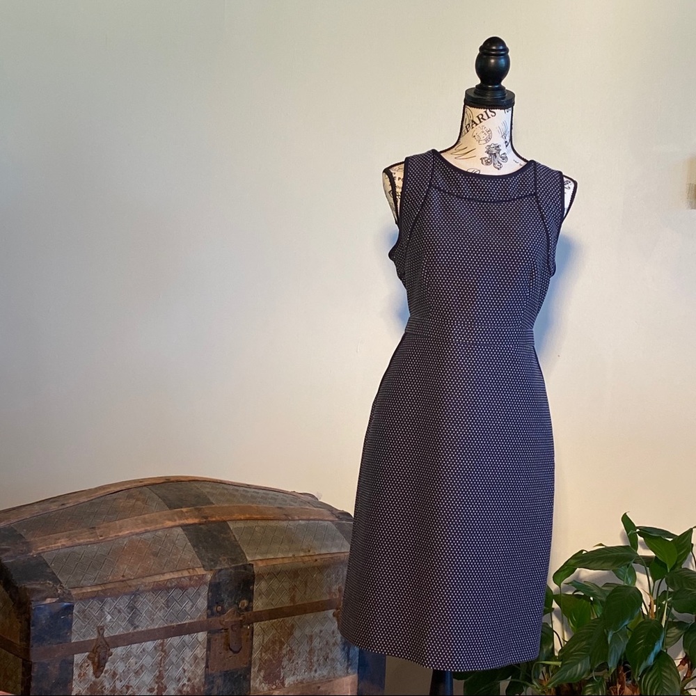 J. Crew Textured Polka Dot Split neck Sheath Dress